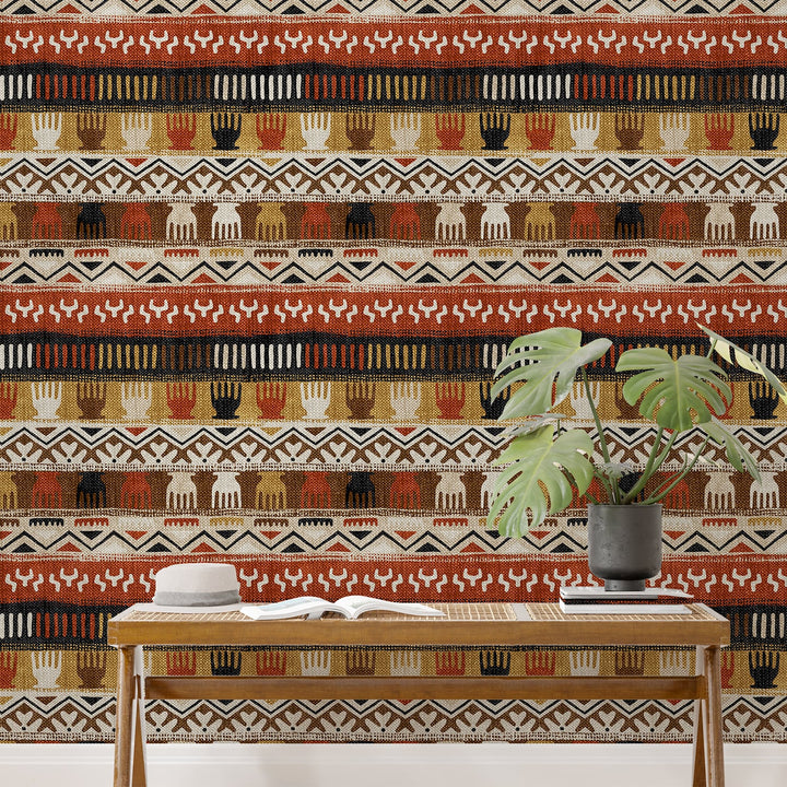 Ethnic Multicolor Boho Wallpaper for home and office Decoration.