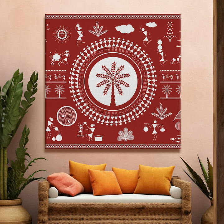 Ethnic Warli Wall Art Canvas Painting For Home Decor Ready To Hang Art