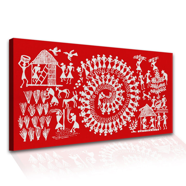 Ethnic Warli Wall Art Large Size Canvas Painting For Home and Hotels Wall Decoration