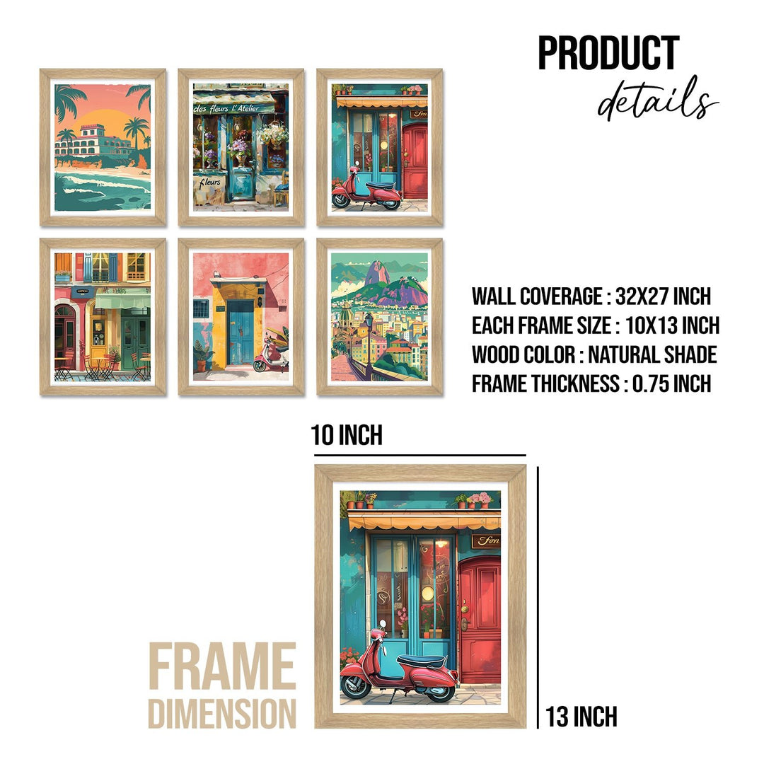 European Cafe & Travel Art Framed Poster Sets (ARTFM021)