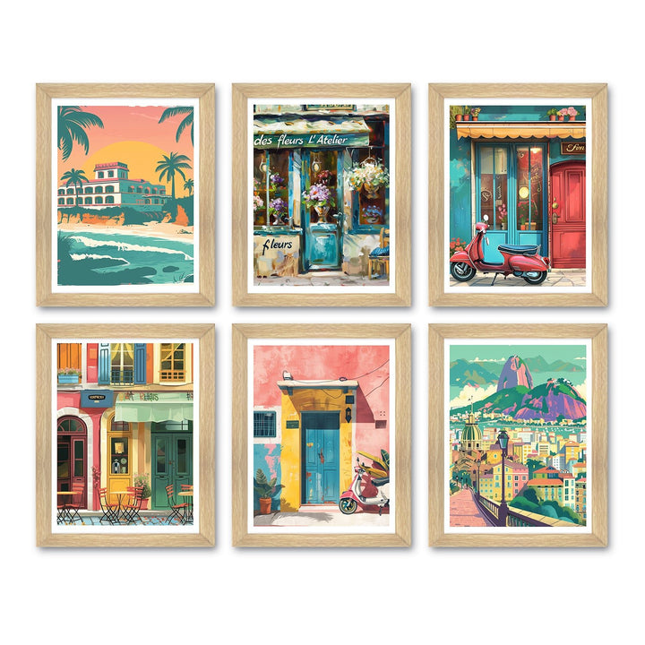 European Cafe & Travel Art Framed Poster Sets (ARTFM021)