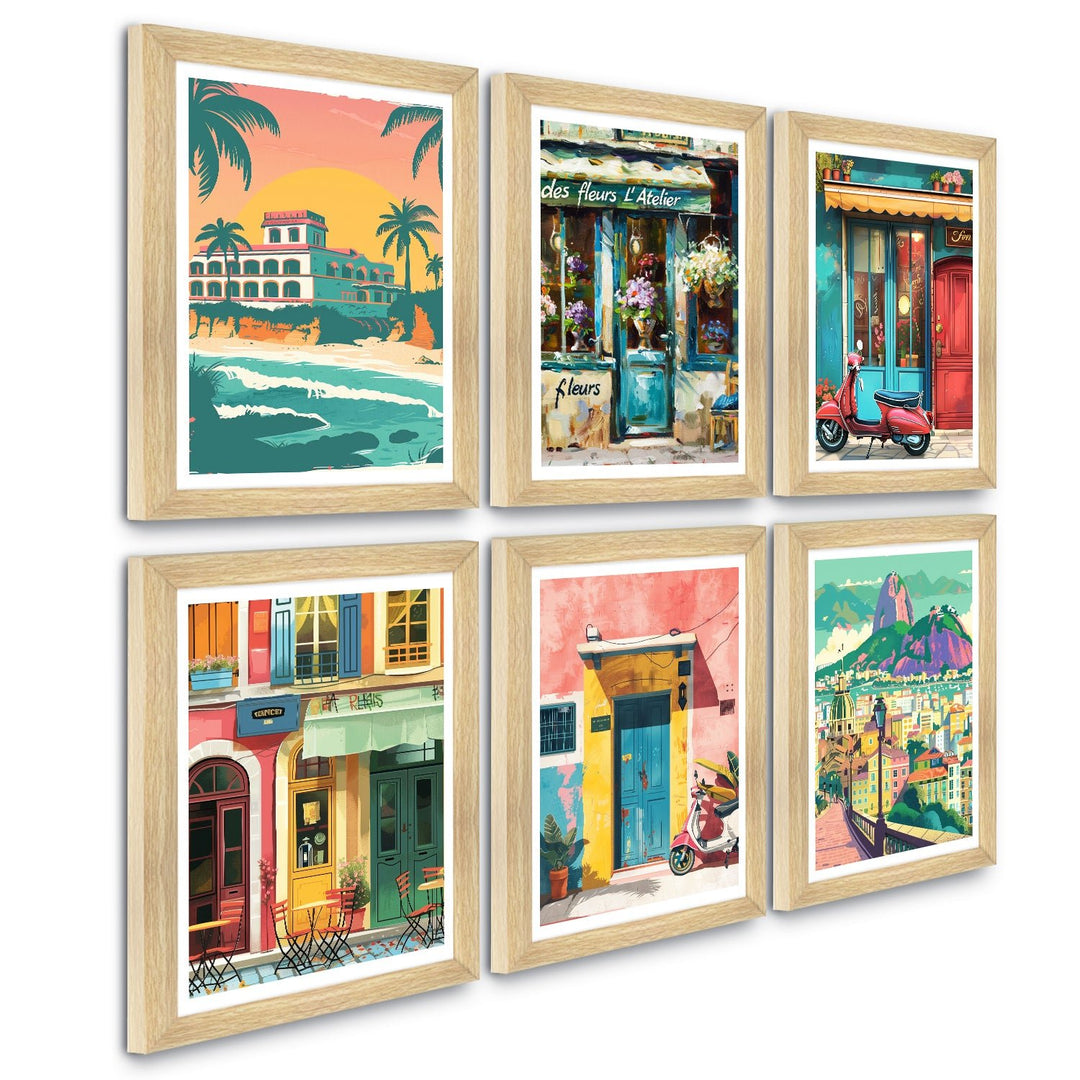 European Cafe & Travel Art Framed Poster Sets (ARTFM021)