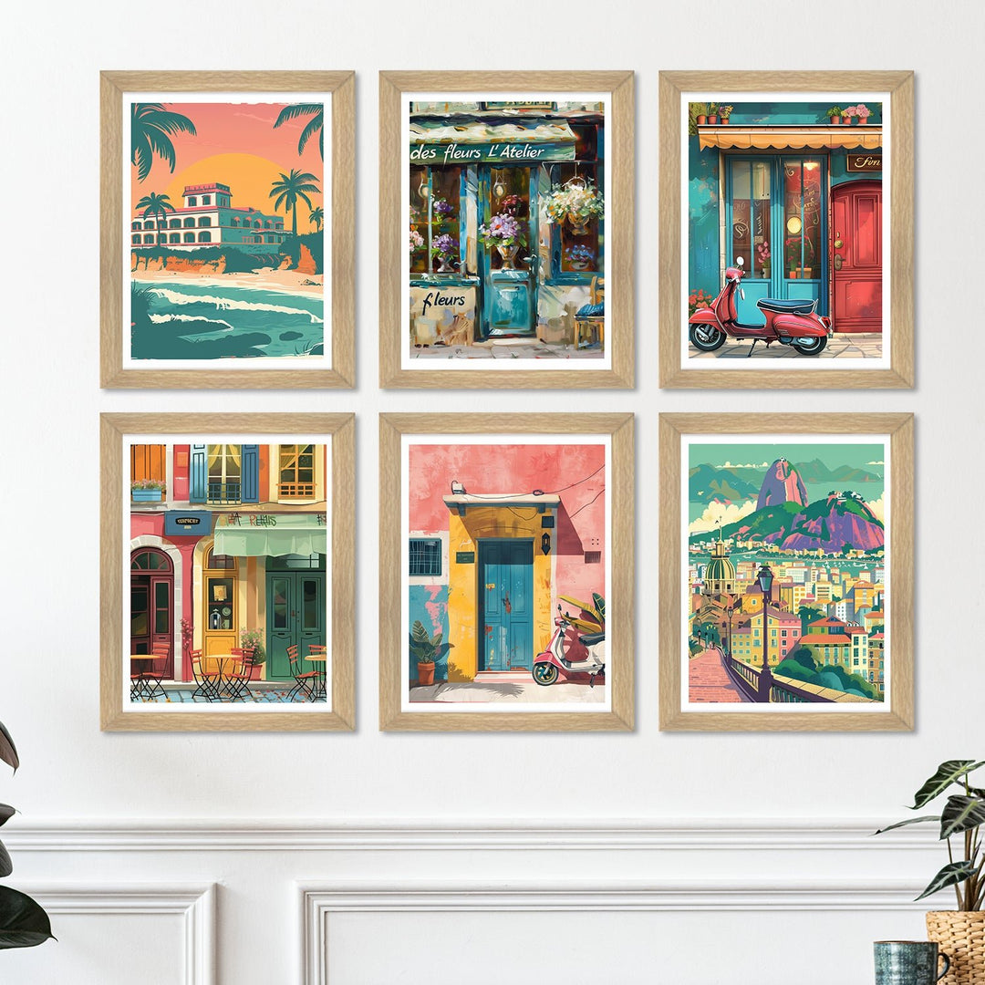 European Cafe & Travel Art Framed Poster Sets (ARTFM021)