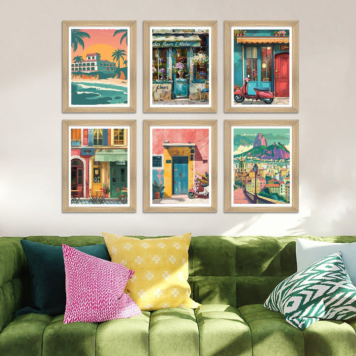 European Cafe & Travel Art Framed Poster Sets (ARTFM021)