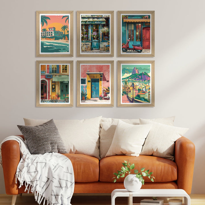 European Cafe & Travel Art Framed Poster Sets (ARTFM021)