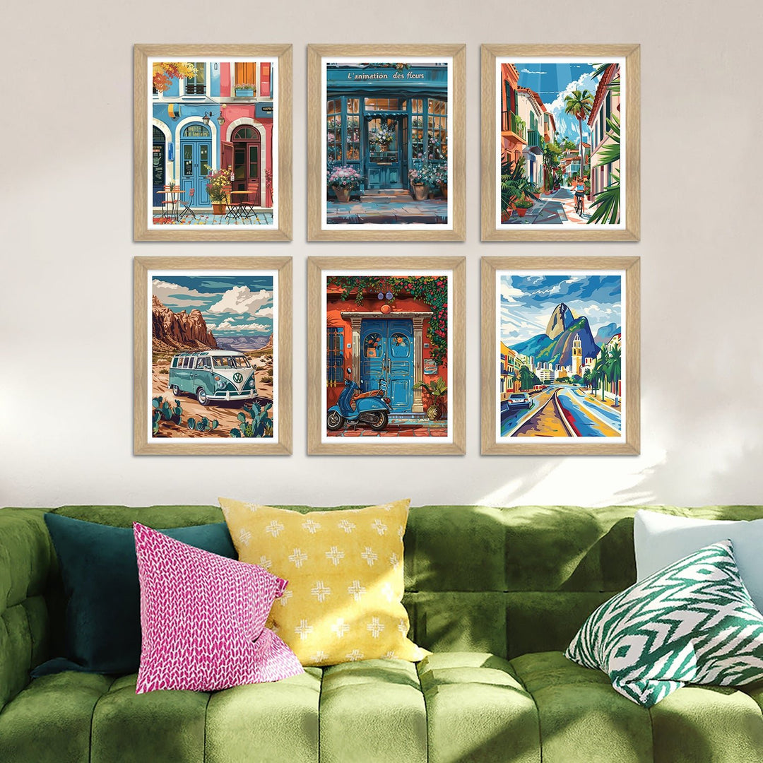 European Cafe & Travel Art Framed Poster Sets (ARTFM022)