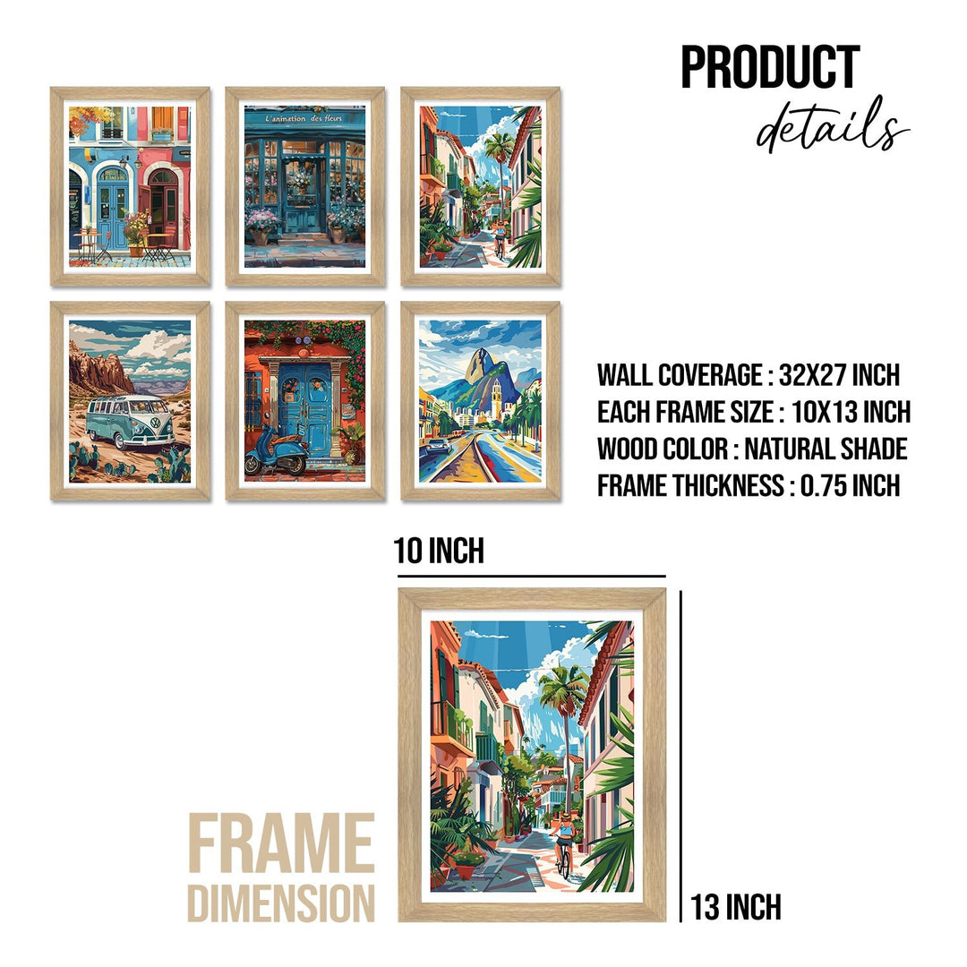 European Cafe & Travel Art Framed Poster Sets (ARTFM022)