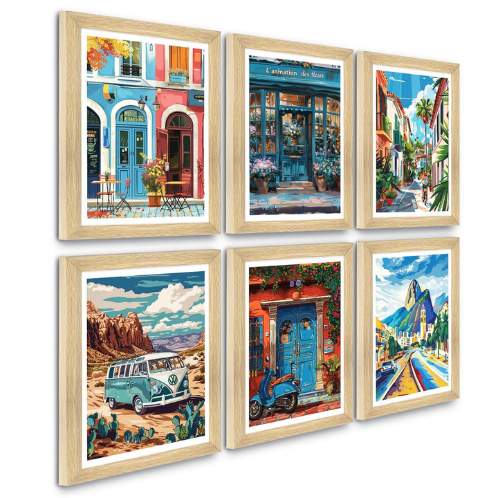 European Cafe & Travel Art Framed Poster Sets (ARTFM022)