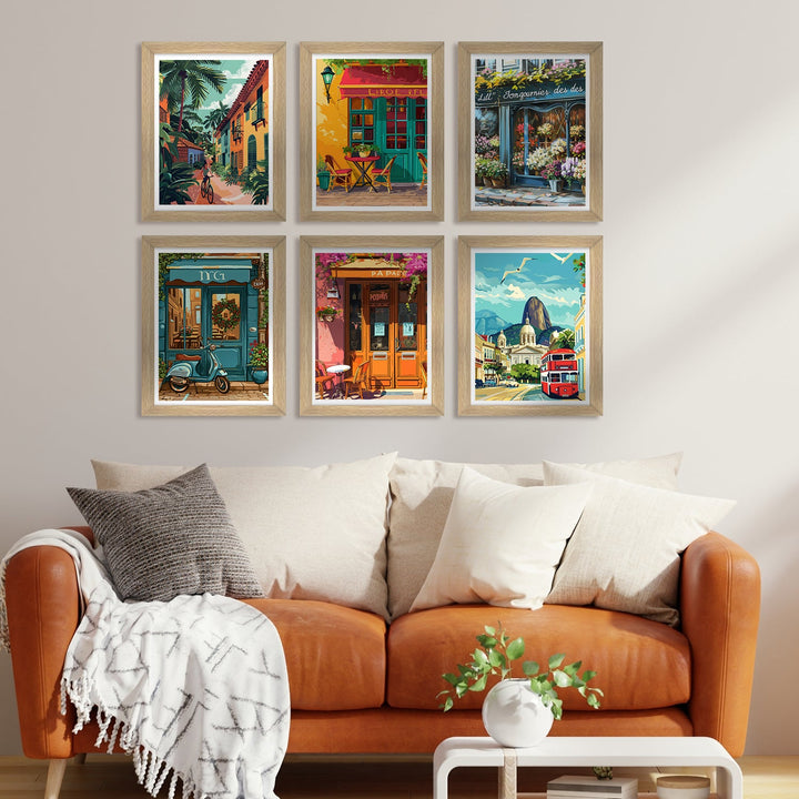 European Cafe & Travel Art Framed Poster Sets (ARTFM024)