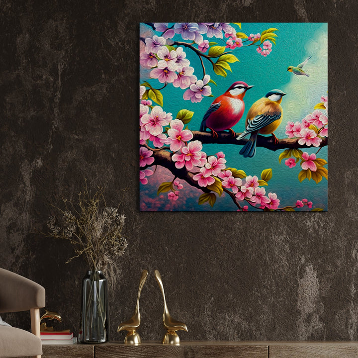 Exquisite Birds Canvas Painting for Nature Enthusiasts(24inch x 24inch)