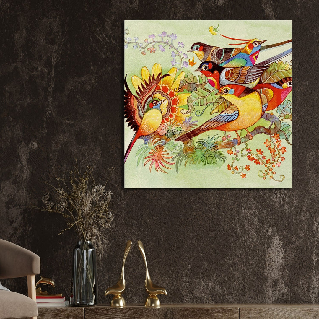 Exquisite Birds Canvas Painting for Nature Enthusiasts(24inch x 24inch)