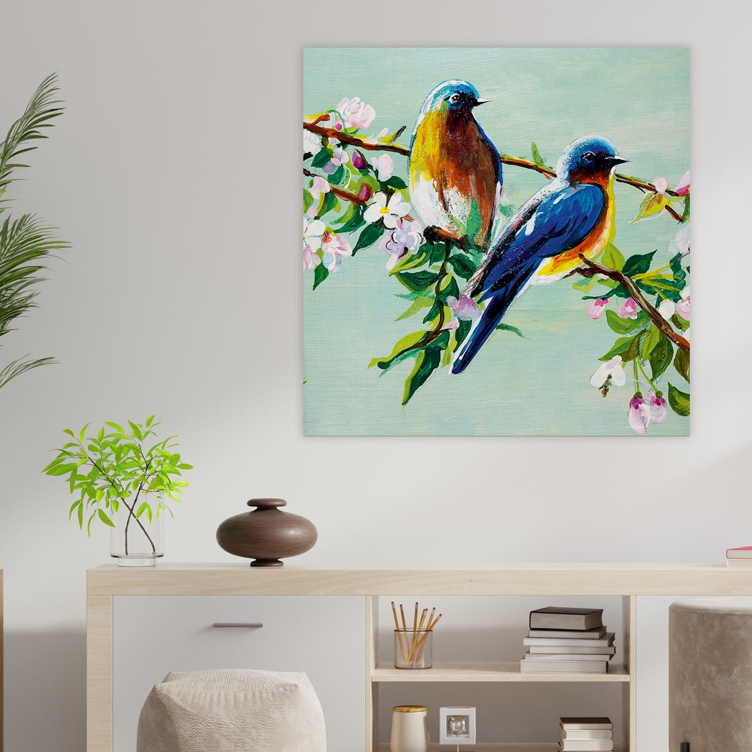 Exquisite Birds Canvas Painting for Nature Enthusiasts(24inch x 24inch)