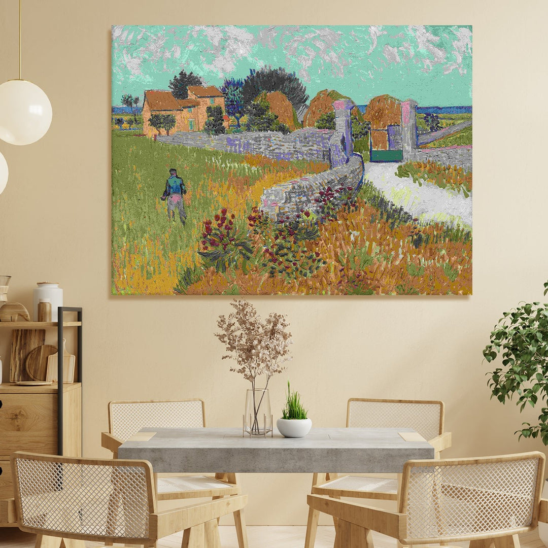 Farmhouse in Provence By Vincent Van Gogh Paintings Canvas Wall Art Large Size for Bedroom Living Room Home Décor (VAWA014).