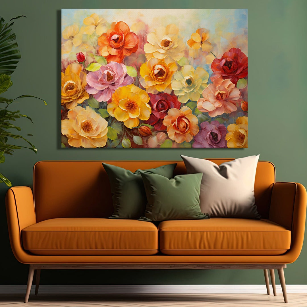 Floral Wall Art Canvas Painting For Hotels and Restaurants Wall Decoration