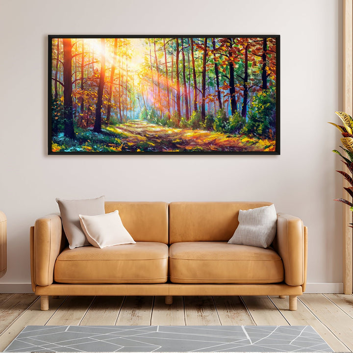 Forest Vastu Canvas Painting Framed For Living Rooms Wall decoration (24x48 Inch)