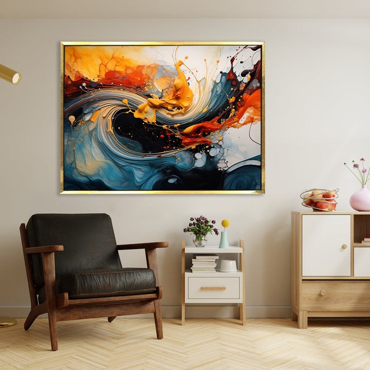 Framed Abstract Oil Pastel Style Wall Art Painting For Home and Hotels Wall Decoration