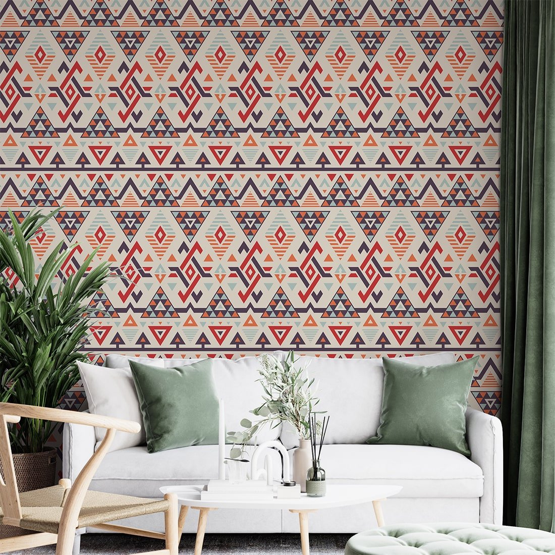 Geometric abstract triangle Multicolor Wallpaper Mural