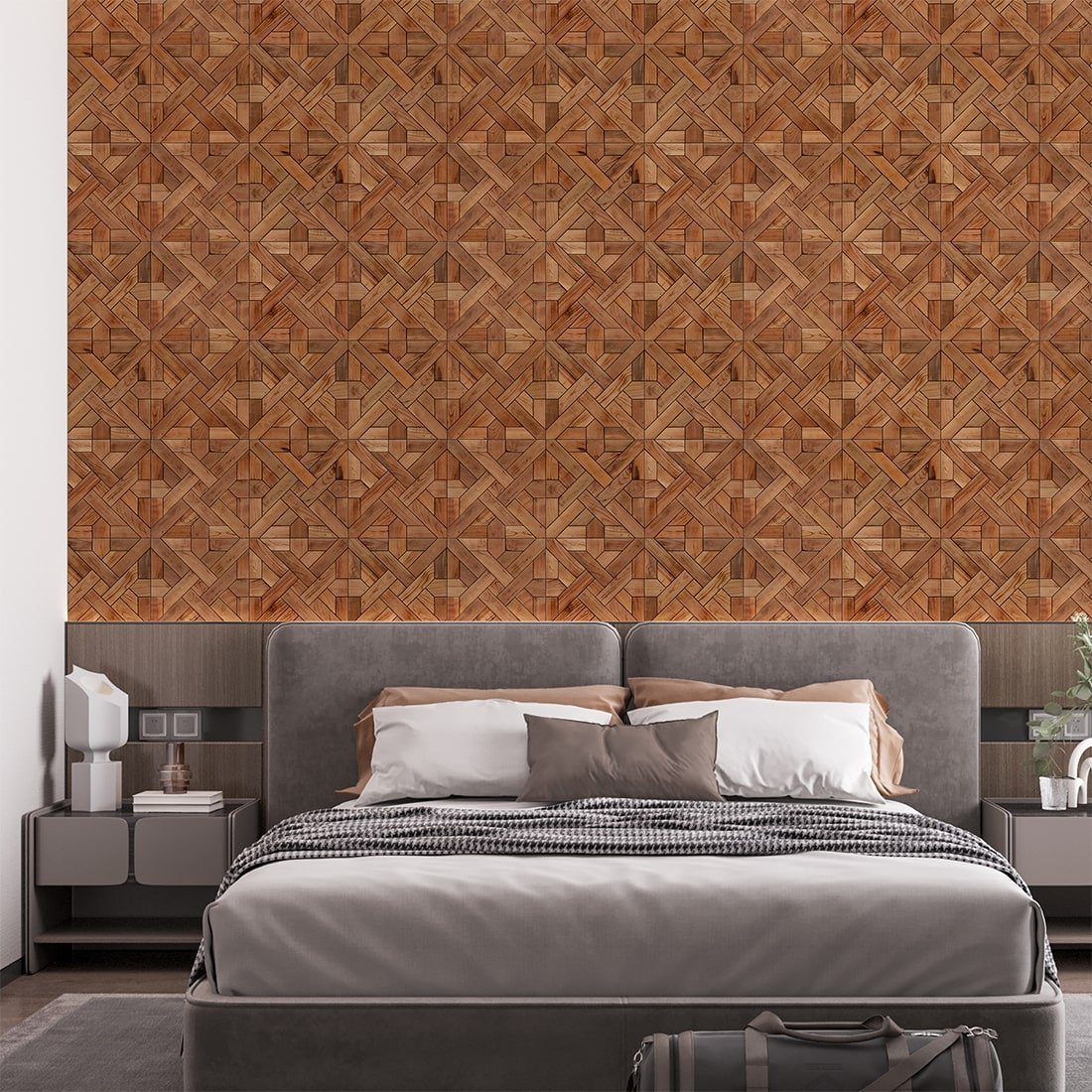 Elevate Your Living Room with Geometric Luxury Wood Wallpaper – Paper ...