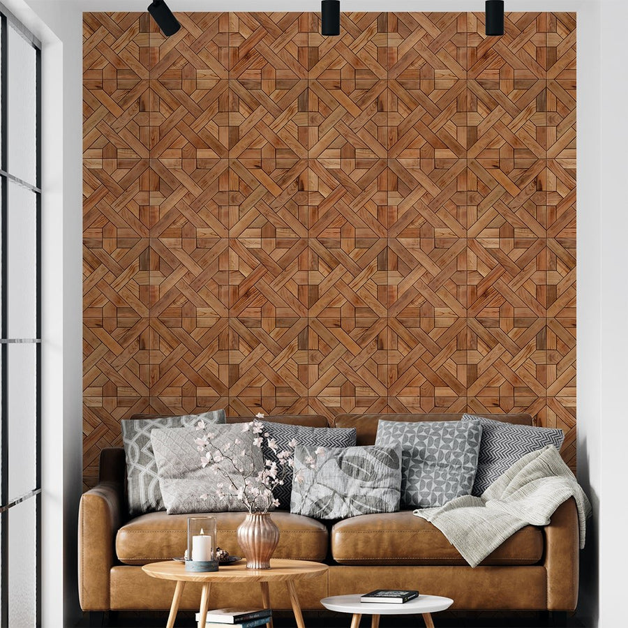 Elevate Your Living Room with Geometric Luxury Wood Wallpaper – Paper ...