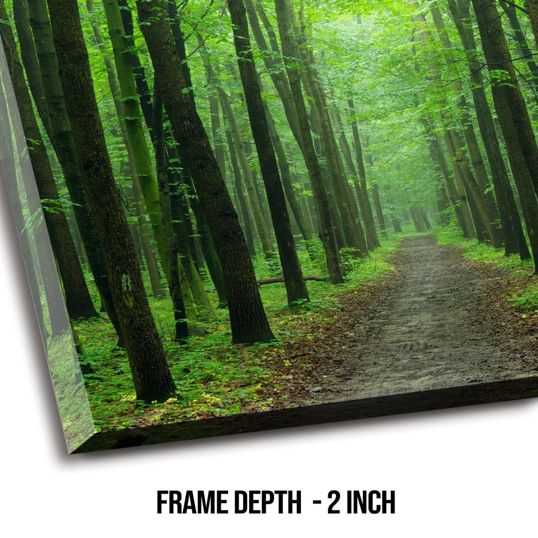 Green Forest With Endless Path Vastu Painting Canvas Framed For Home Decor.