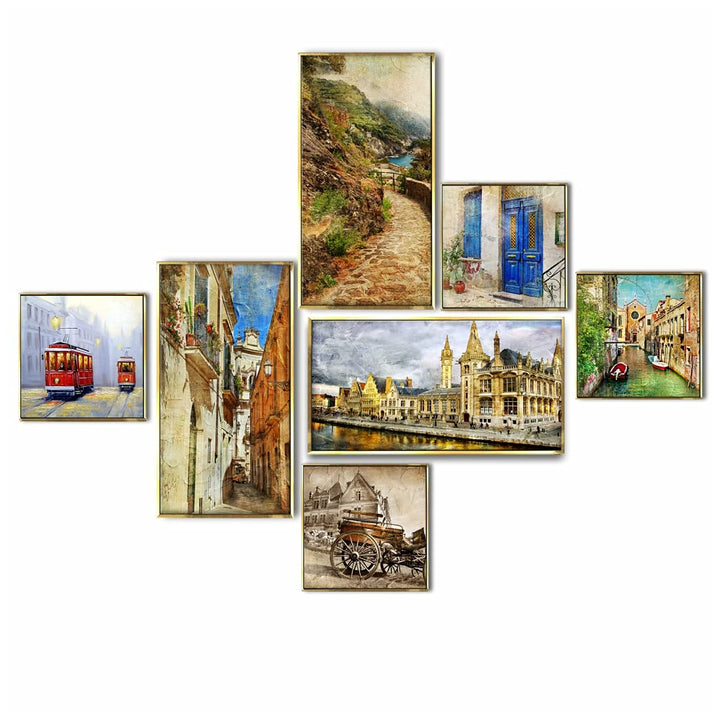 High End Digital Art Canvas Floating Frame Collage (Vintage-1)