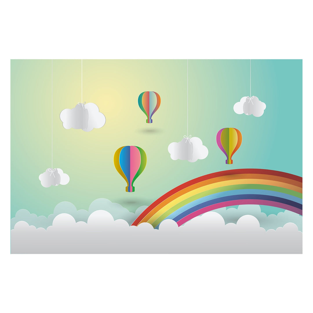 Hot Air Balloon and Rainbow wallpaper Murals For Kids Rooms decoration.