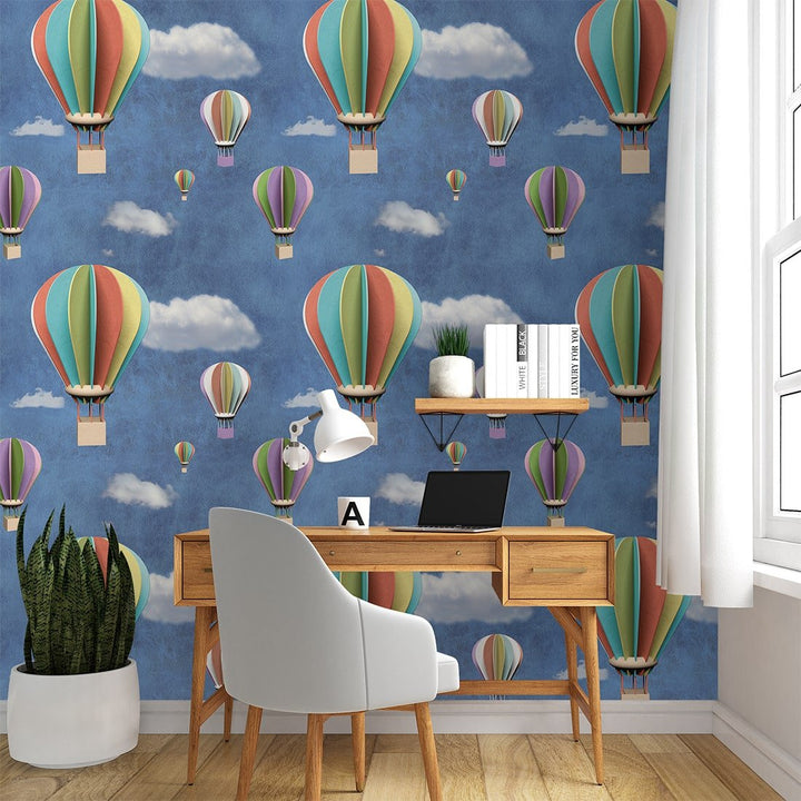 Hot Air Balloons Wallpaper for Children's Bedroom Decoration