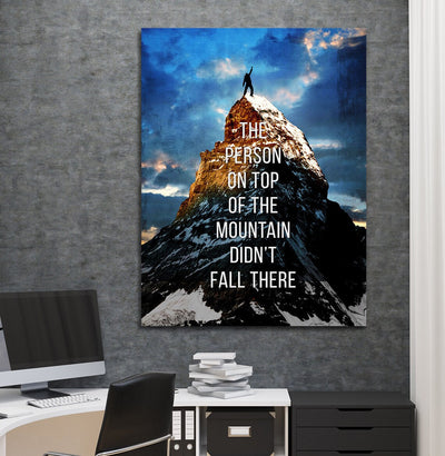 Top of The Mountain Inspirational Canvas Framed Posters With Motivational Quotes in Large Size for Office and Startups.