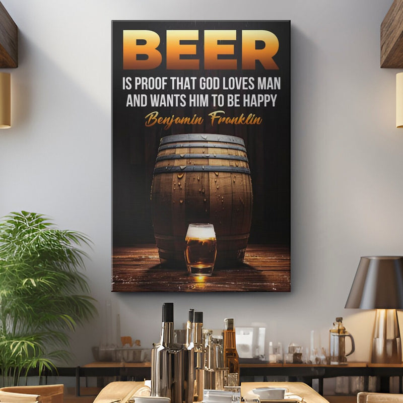 Bar Poster on Canvas, Framed, Large Size. For Cafes, Bars, Restaurants