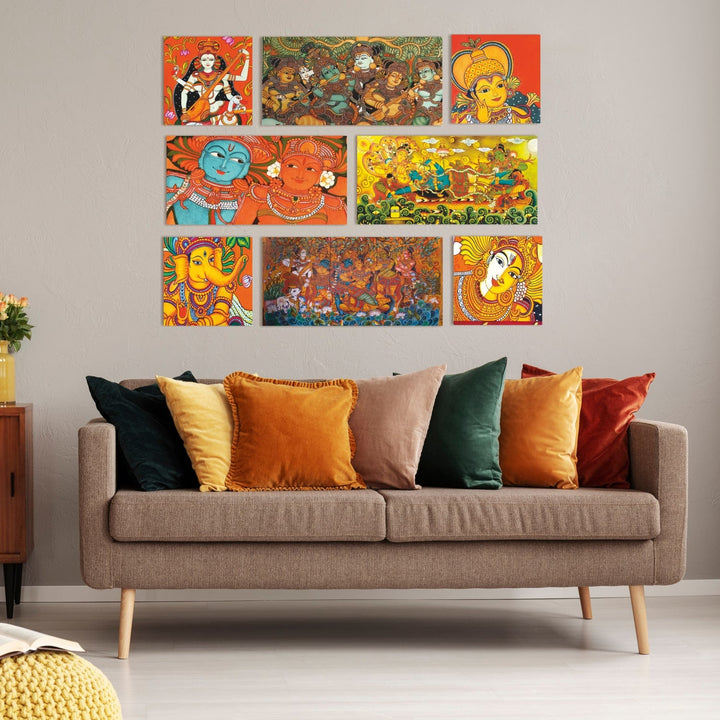 Indian Ethnic Kerala Mural Art Canvas Painting for Home and Office Decoration