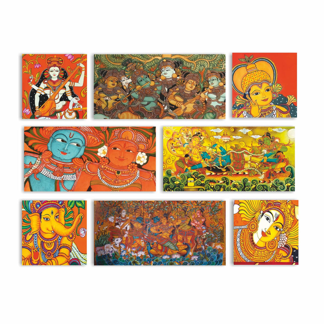 Indian Ethnic Kerala Mural Art Canvas Painting for Home and Office Decoration