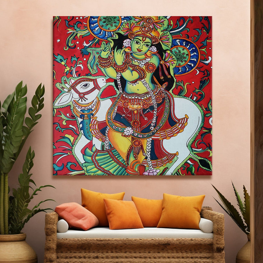 Kerala Mural Indian Traditional Canvas Painting with Large Framed ...