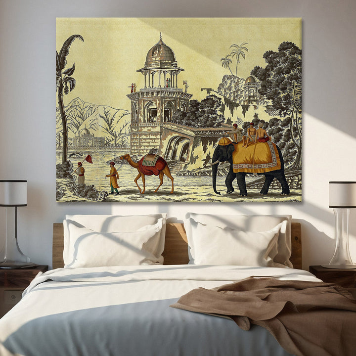 Indian Ethnic Traditional Wall Art Large Size Canvas Painting For Home and Hotels Wall Decoration. (ETHWA07)