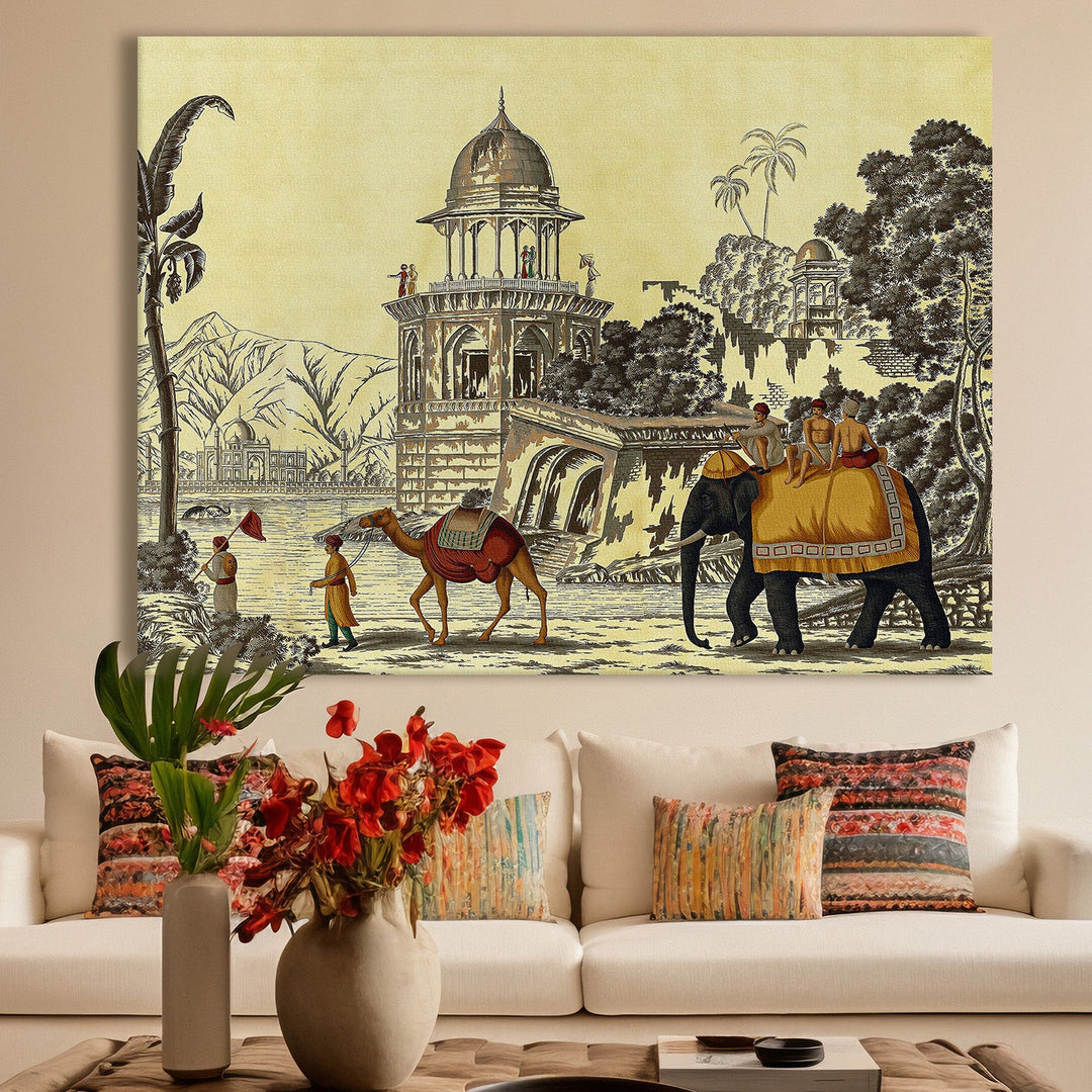 Indian Ethnic Traditional Wall Art Large Size Canvas Painting For Home and Hotels Wall Decoration. (ETHWA07)