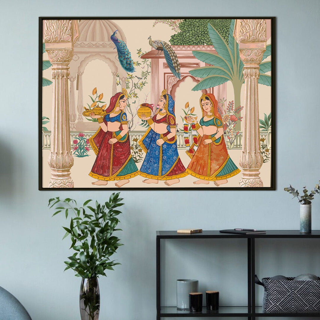 Indian Ethnic Traditional Wall Art Large Size Canvas Painting For Home and Hotels Wall Decoration. (ETHWA09)