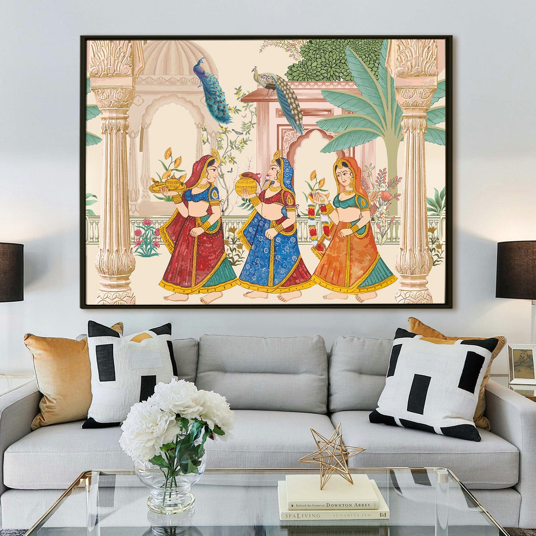 Indian Ethnic Traditional Wall Art Large Size Canvas Painting For Home and Hotels Wall Decoration. (ETHWA09)