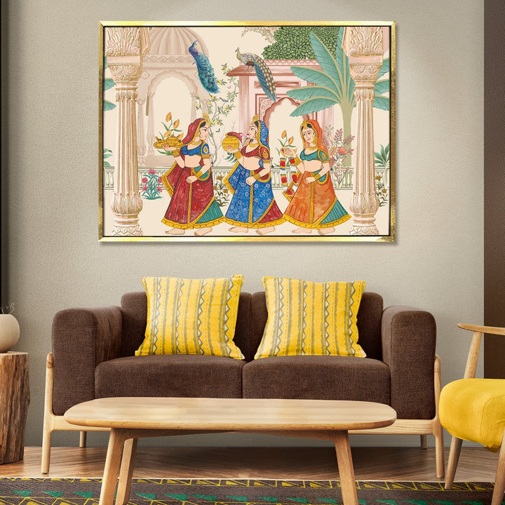 Indian Ethnic Traditional Wall Art Large Size Canvas Painting For Home and Hotels Wall Decoration. (ETHWA09)