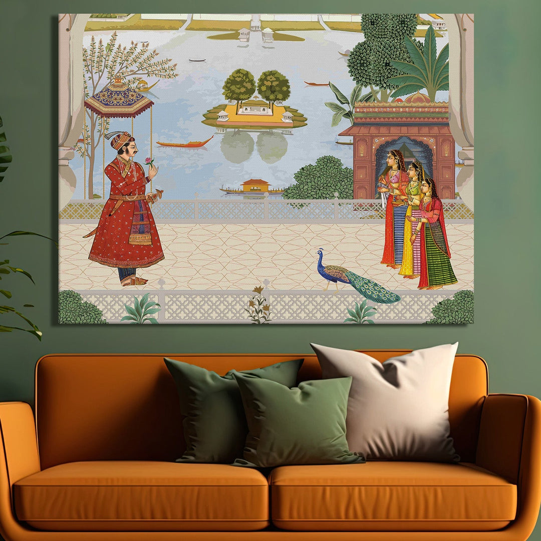 Indian Ethnic Traditional Wall Art Large Size Canvas Painting For Home and Hotels Wall Decoration. (ETHWA14)