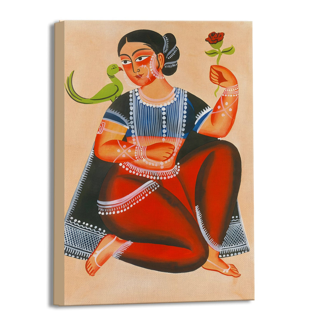 Indian Kalighat Wall Art Large Size Canvas Painting For Home and Office Wall Decoration