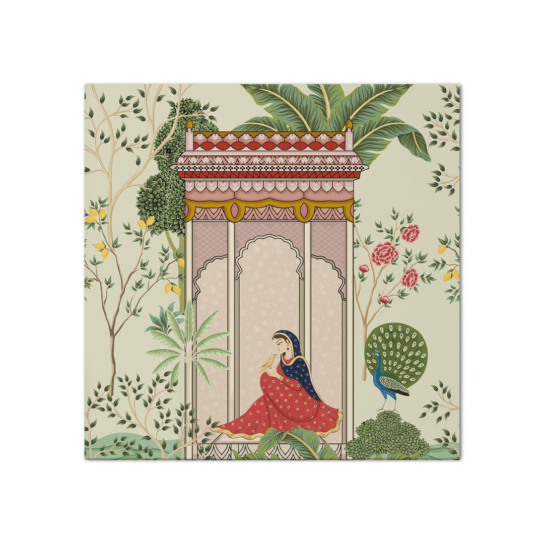 Indian Traditional Mughal Queen Canvas Painting For Living Rooms (24 X 24 Inch)