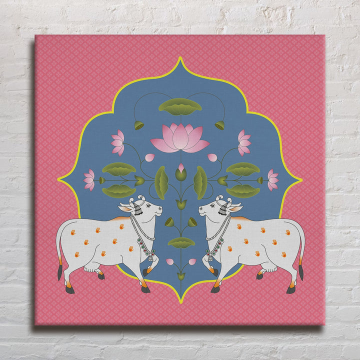 Indian Traditional Pichwai Wall Art Canvas Painting For Home Decor