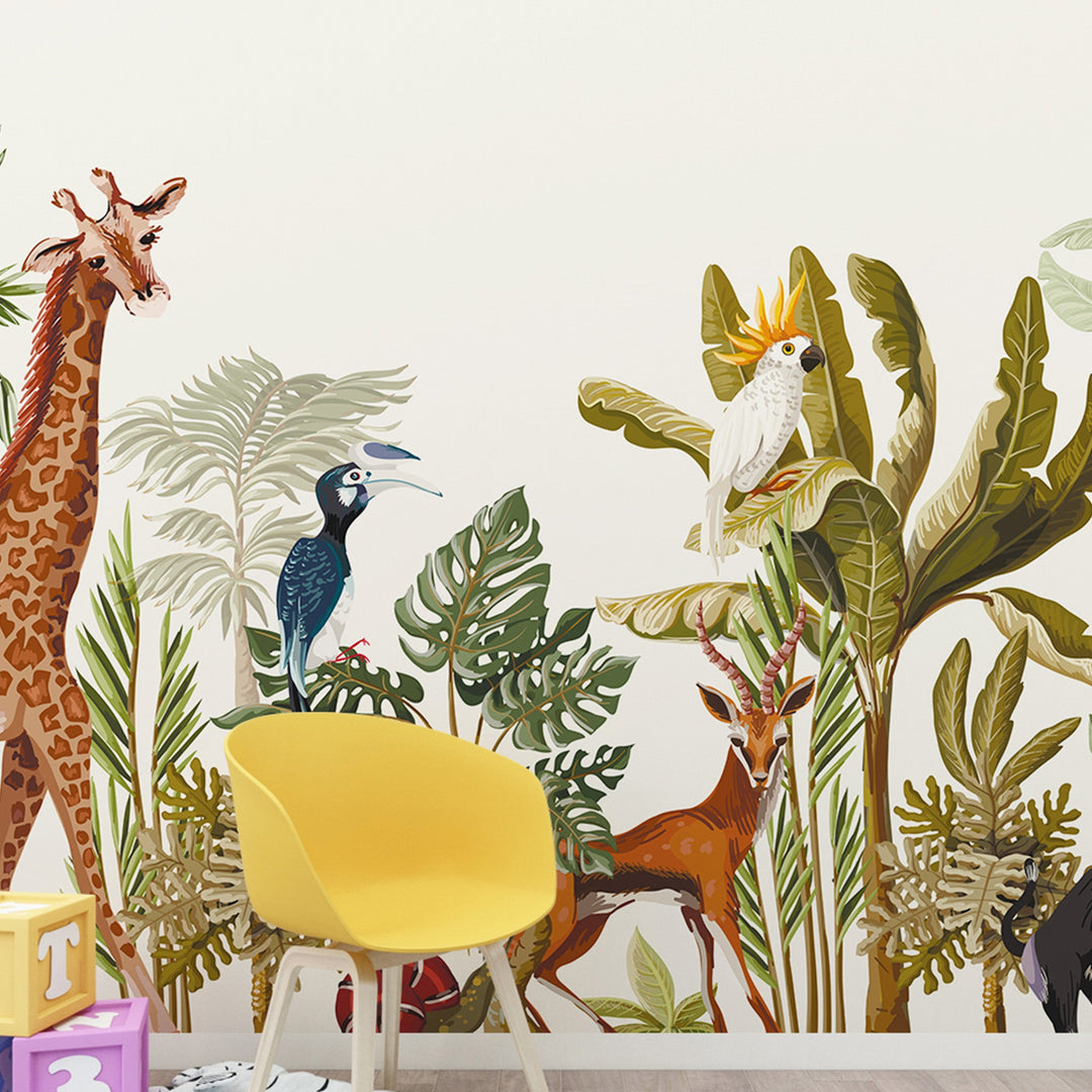 Jungle Safari Wallpaper Mural For Kids Room Wall Decoration