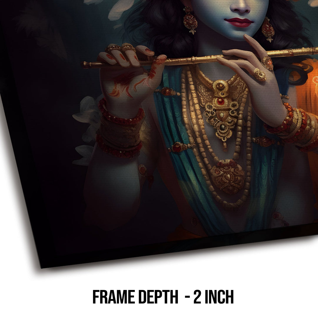 Krishna and Radha Wall Art Canvas Paintings Framed on Wood