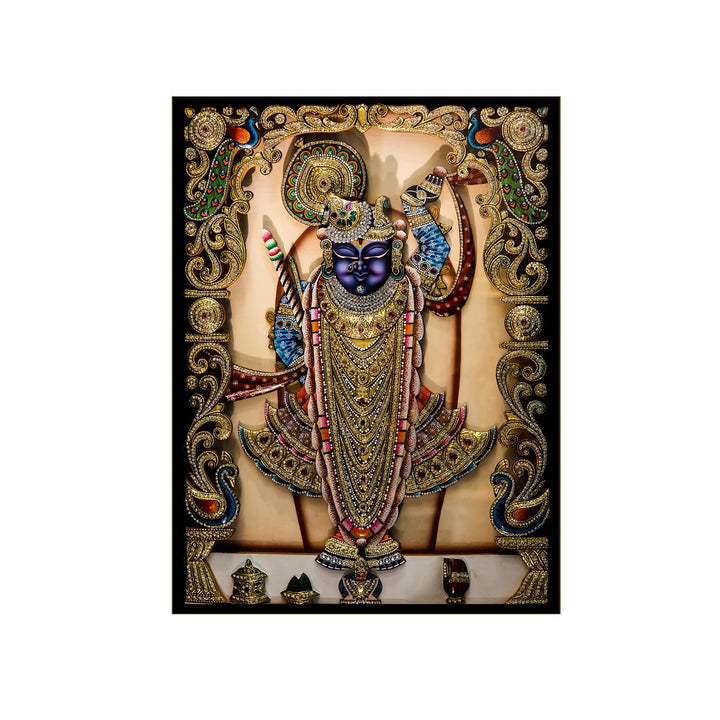 Krishna Avatar God Shreenathji Canvas Painting frame for Home & Office (24in x 18inch).