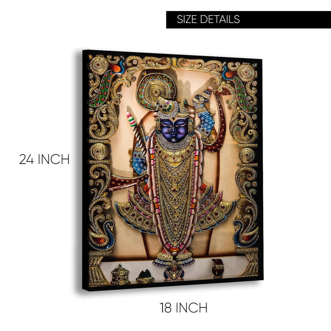 Krishna Avatar God Shreenathji Canvas Painting frame for Home & Office (24in x 18inch).