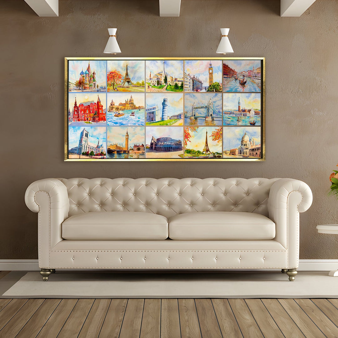 Landscapes Abstract Modern Art Large Canvas Paintings. Framed Digital Reprints of Famous and Vibrant Artwork (LDWA03)