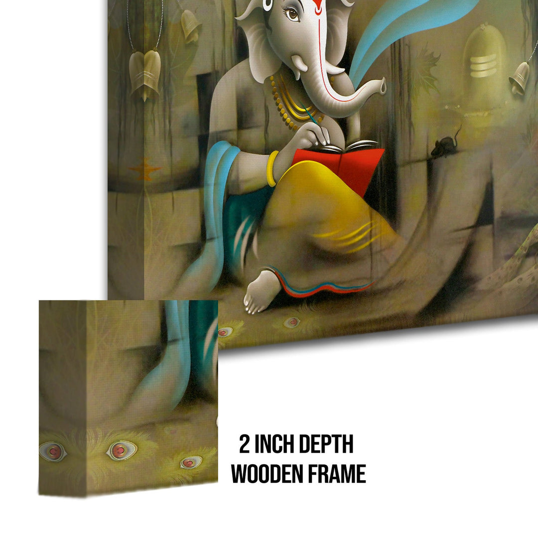 Large sized framed Lord Ganesha canavs painting for home and office. (GNWA01)