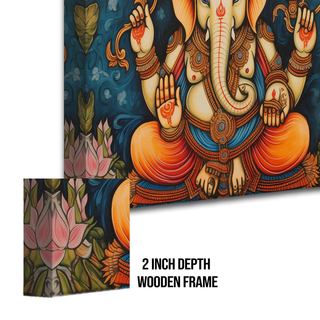 Large sized framed Lord Ganesha canvas painting for home and office. (GNWA03)