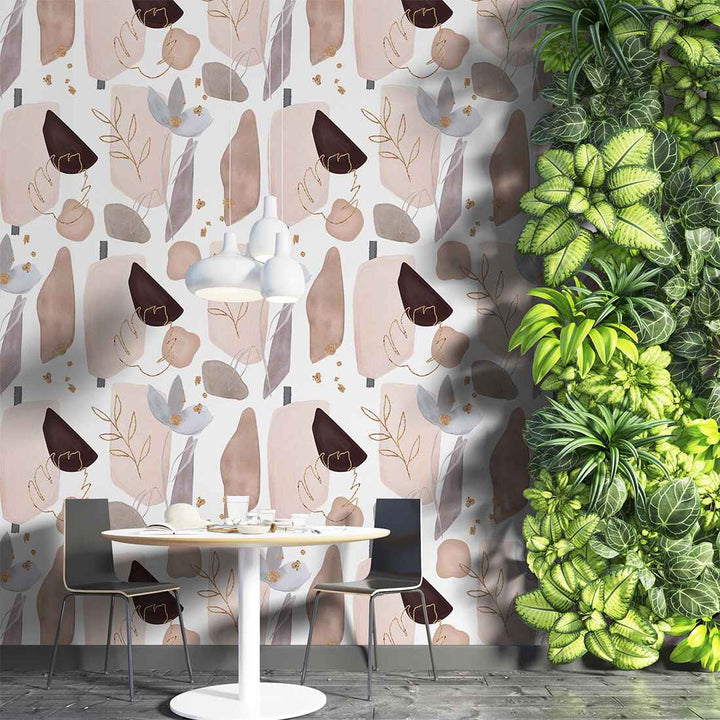 Light Matte Wallpaper with Brown and Beige Watercolor Wallpaper For Living Room decor