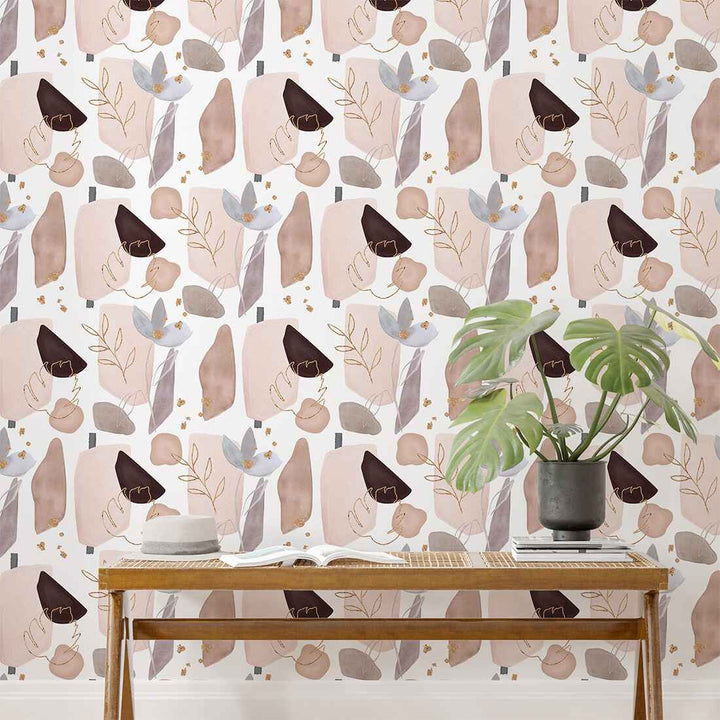 Light Matte Wallpaper with Brown and Beige Watercolor Wallpaper For Living Room decor